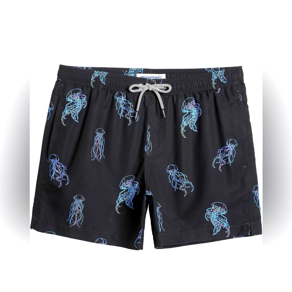 Maamgic Black Jellyfish Men’s Swim Trunks with Pockets, Size Large NEW with Tags